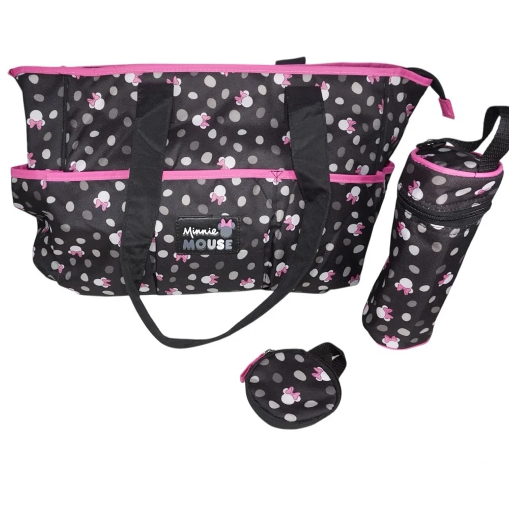 Disney NWOT Minnie Mouse Diaper Bag Set with Accessories & Changing Pad